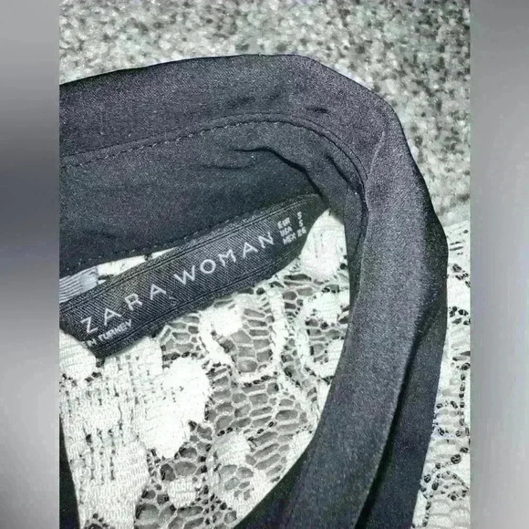 zara  crochet top Sz S Preppy Romantic Boho Split Neck Sleeveless - Picture 6 of 6